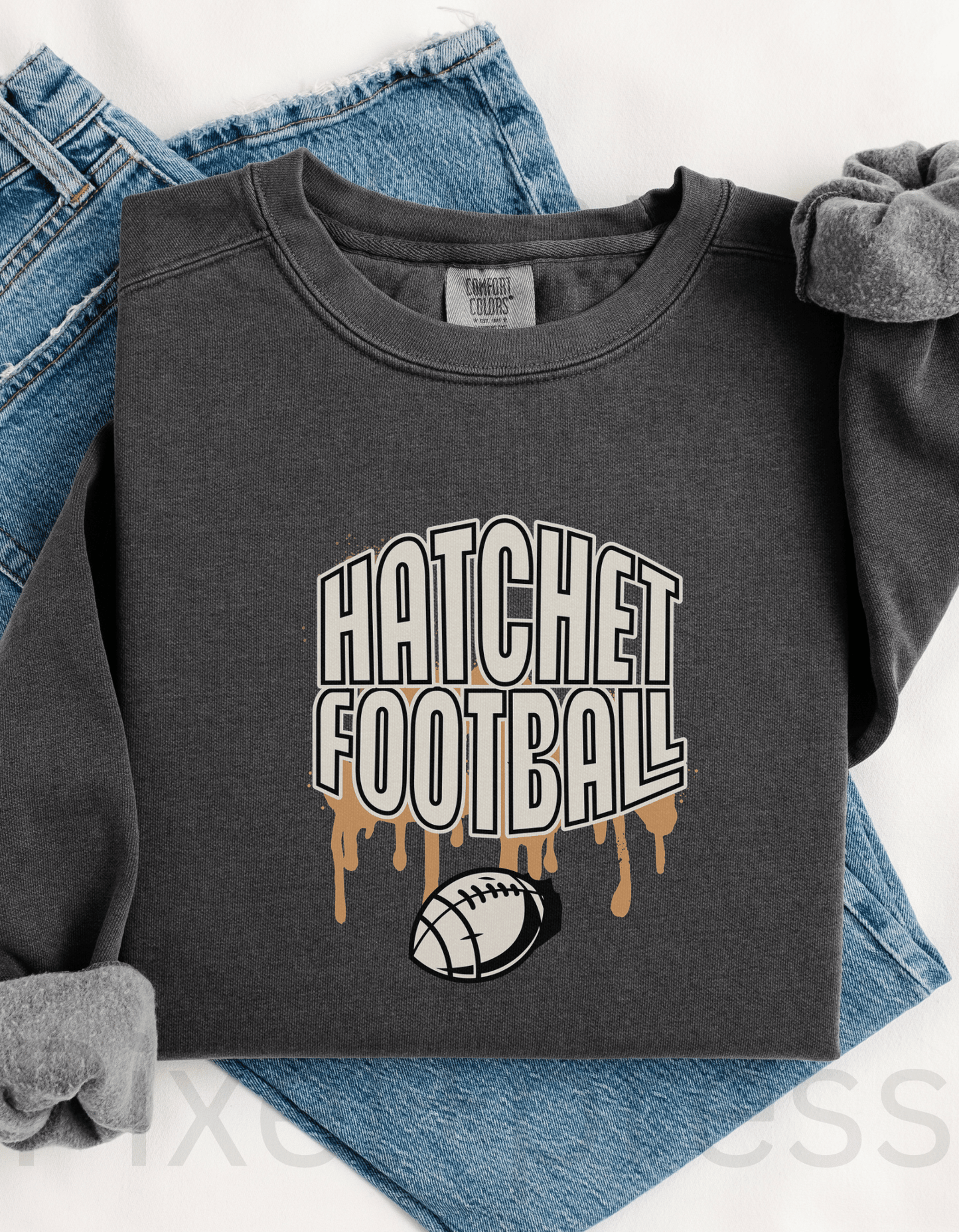 Hatchet Sports Crewneck Sweater – Football, Soccer, or Basketball | Comfort Colors | School Spirit Wear