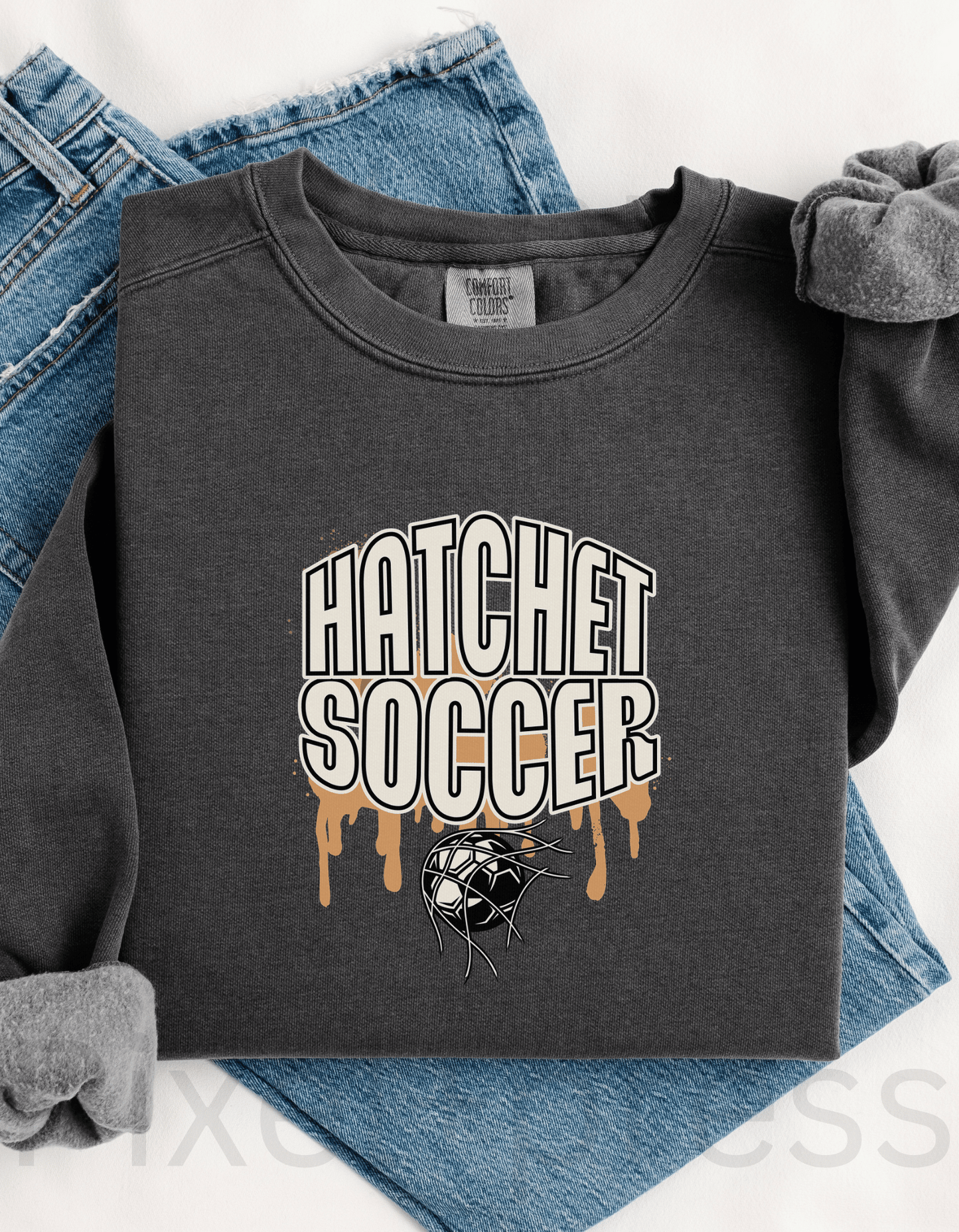 Hatchet Sports Crewneck Sweater – Football, Soccer, or Basketball | Comfort Colors | School Spirit Wear