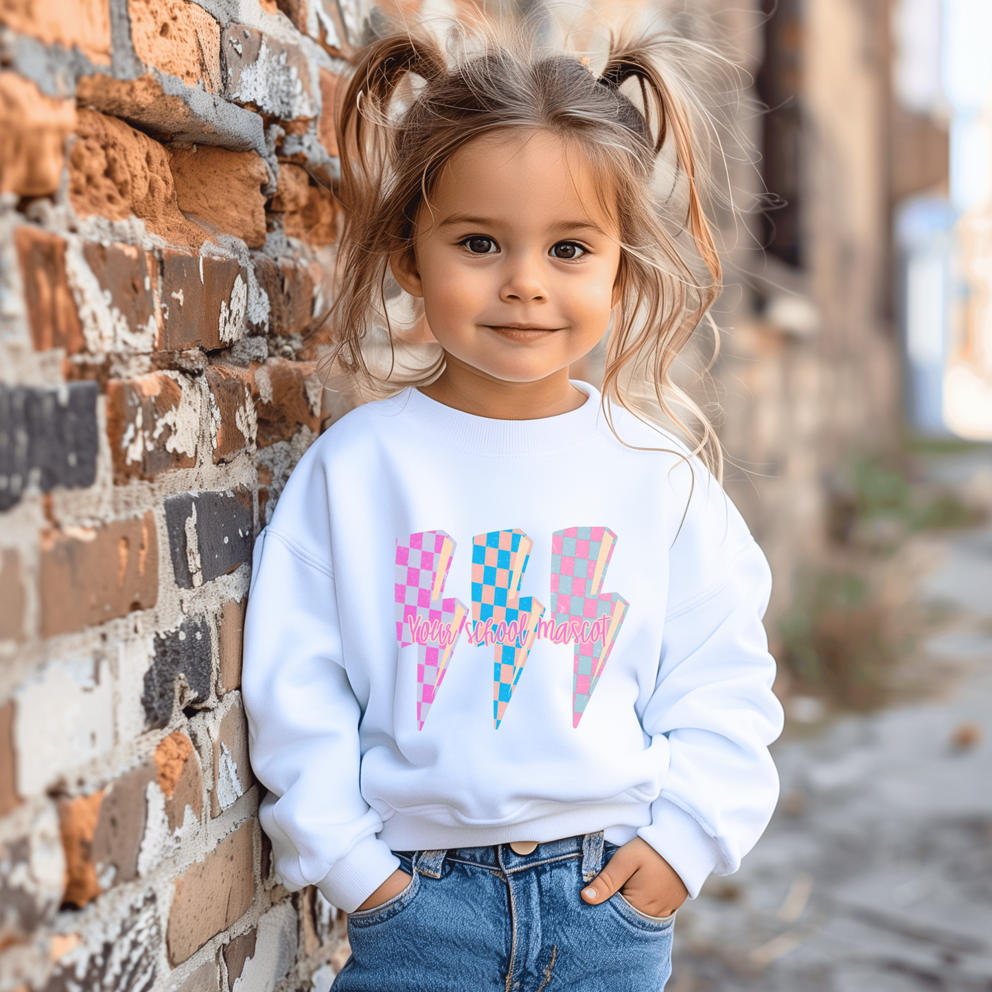 Custom School Name Lightning Bolt Crewneck