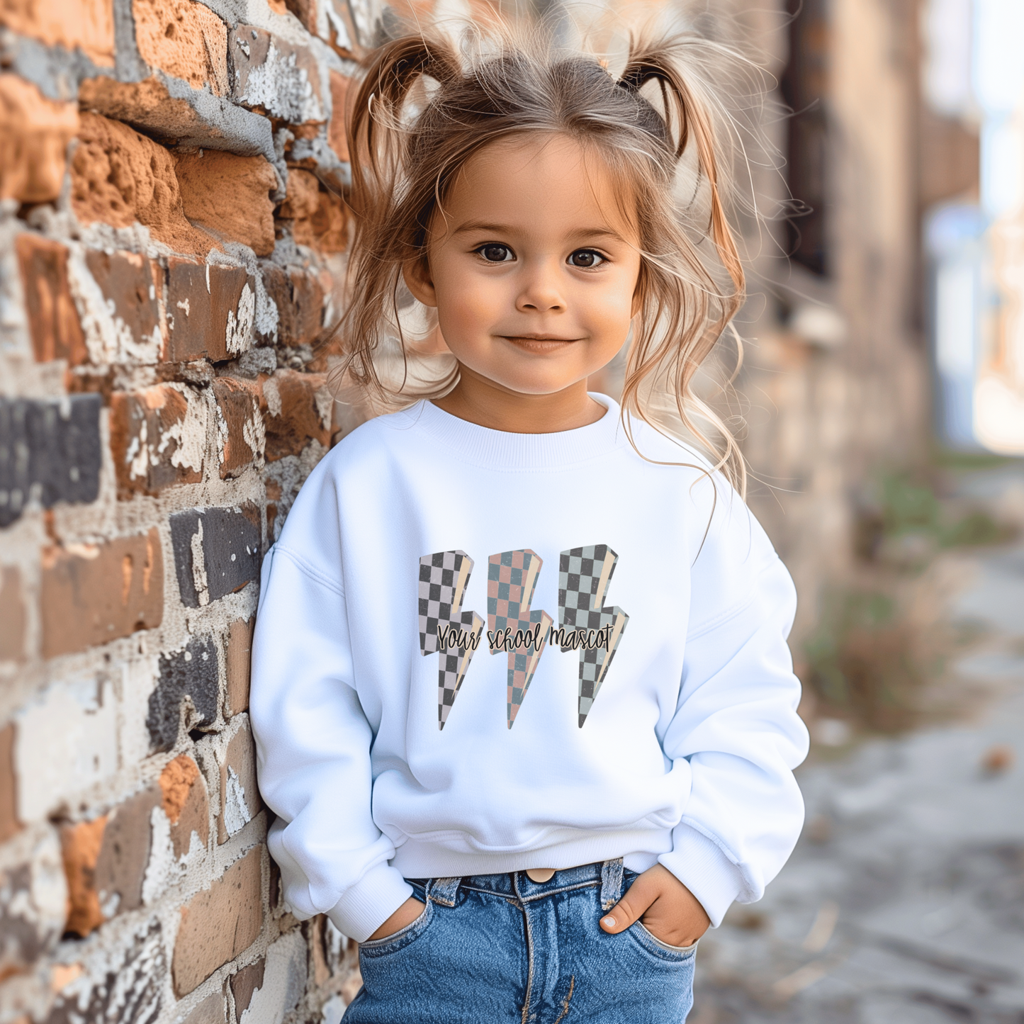 Custom School Name Lightning Bolt Crewneck