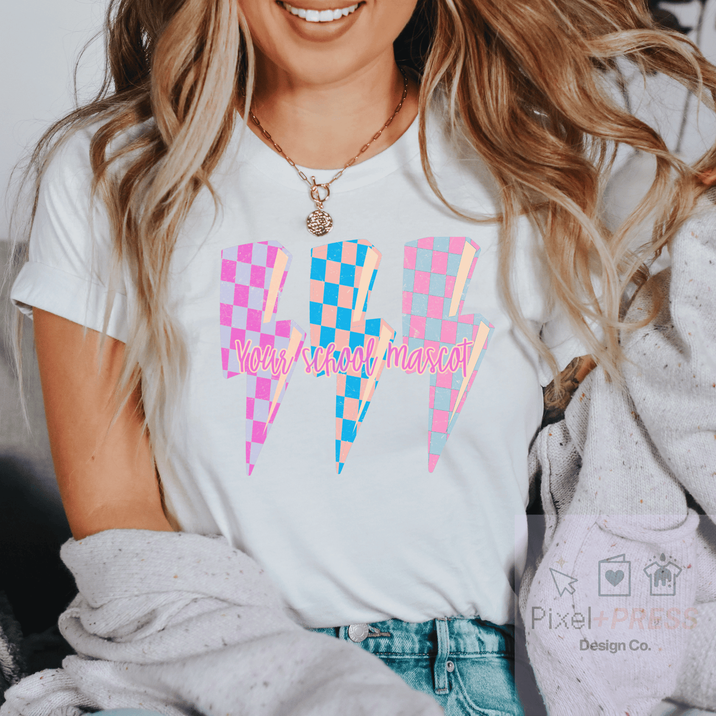 Custom School Name Lightning Bolt T-shirt