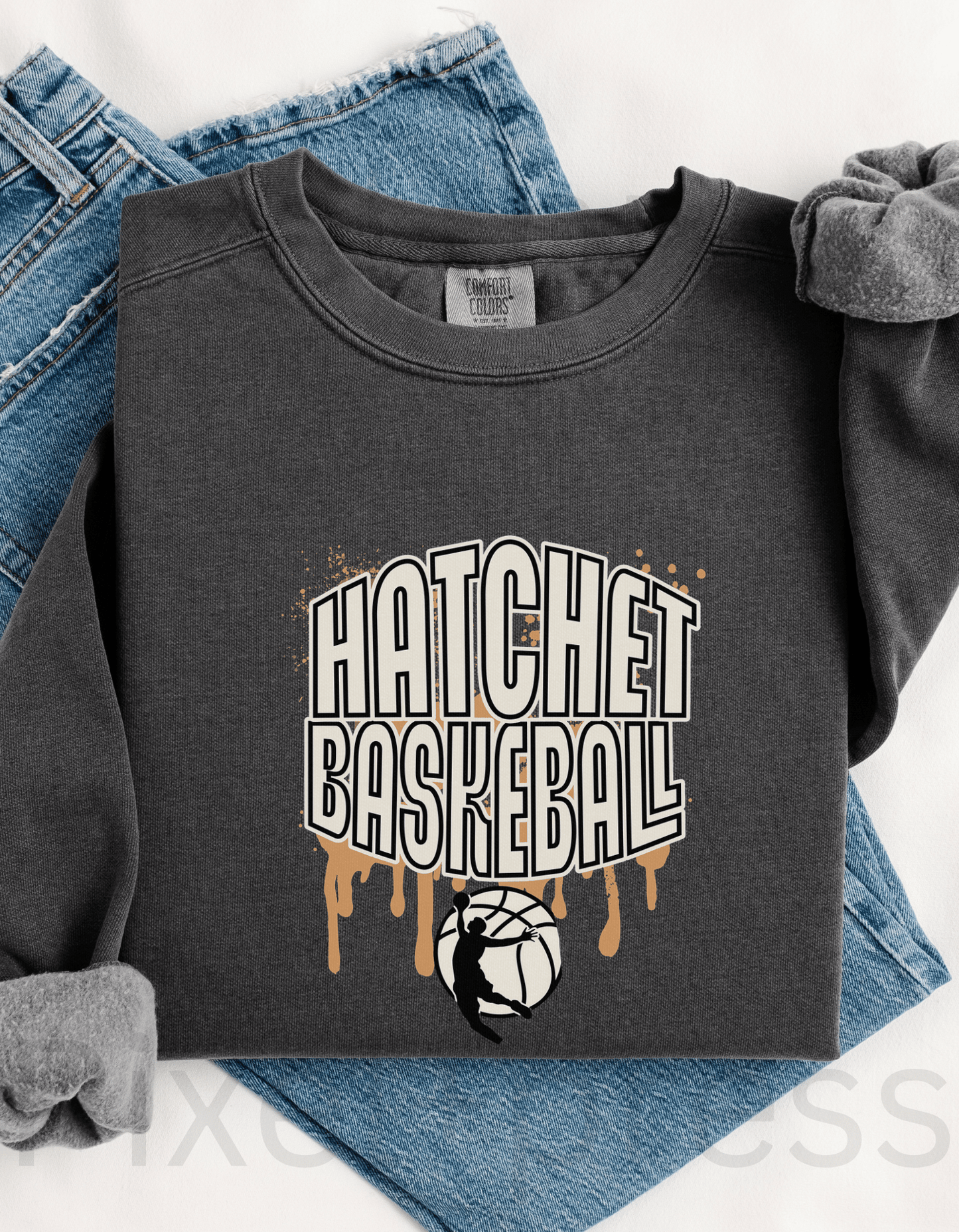 Hatchet Sports Crewneck Sweater – Football, Soccer, or Basketball | Comfort Colors | School Spirit Wear