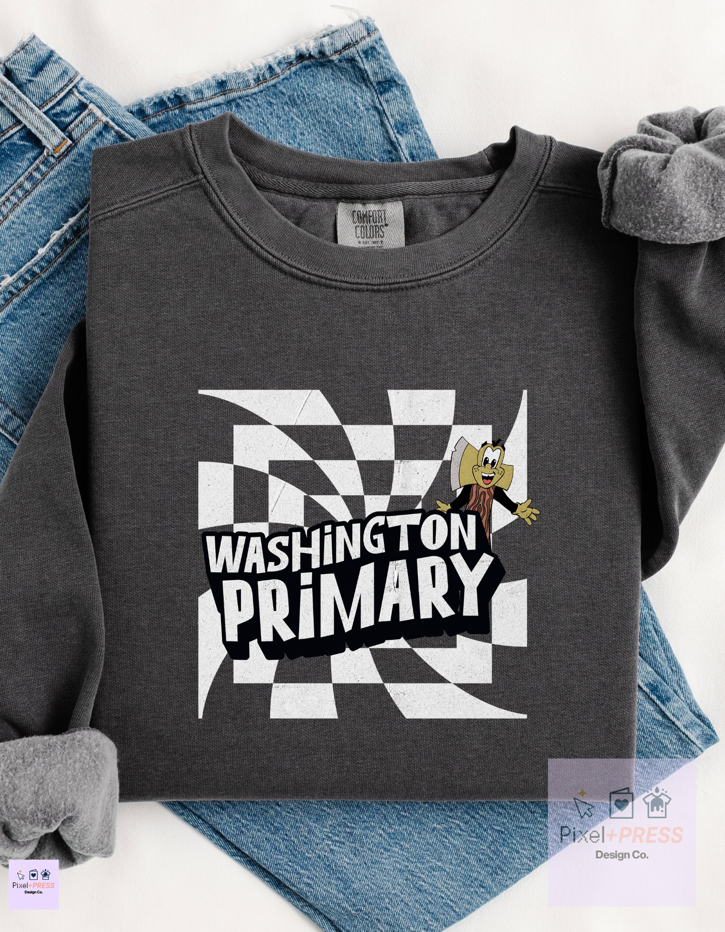 Washington School Spirit Adult Crewneck – Primary, Intermediate, or Upper – Comfort Colors