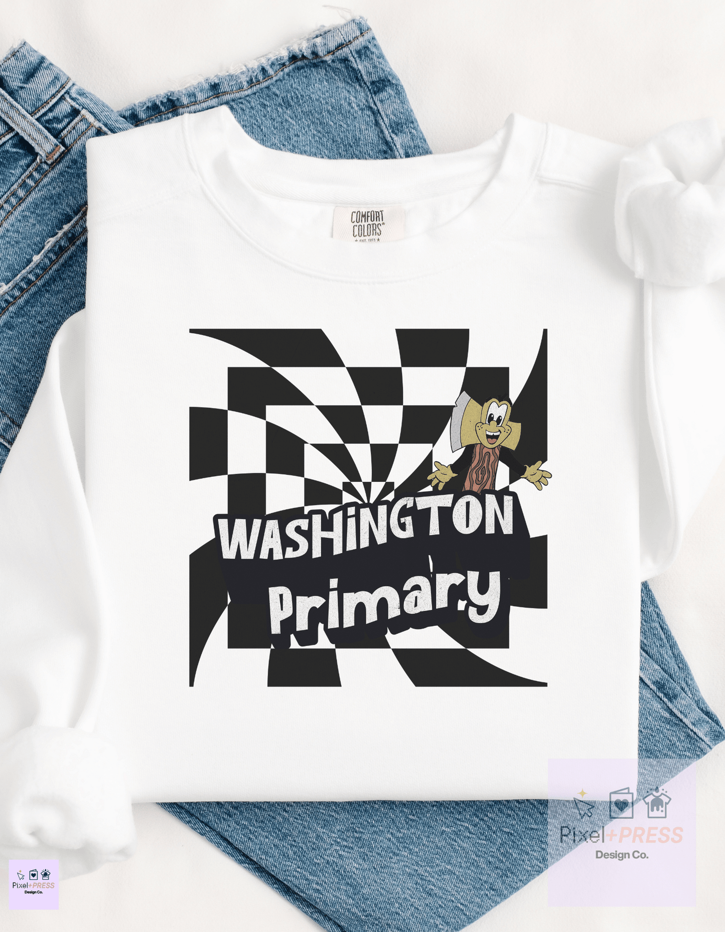 Washington School Spirit Adult Crewneck – Primary, Intermediate, or Upper – Comfort Colors