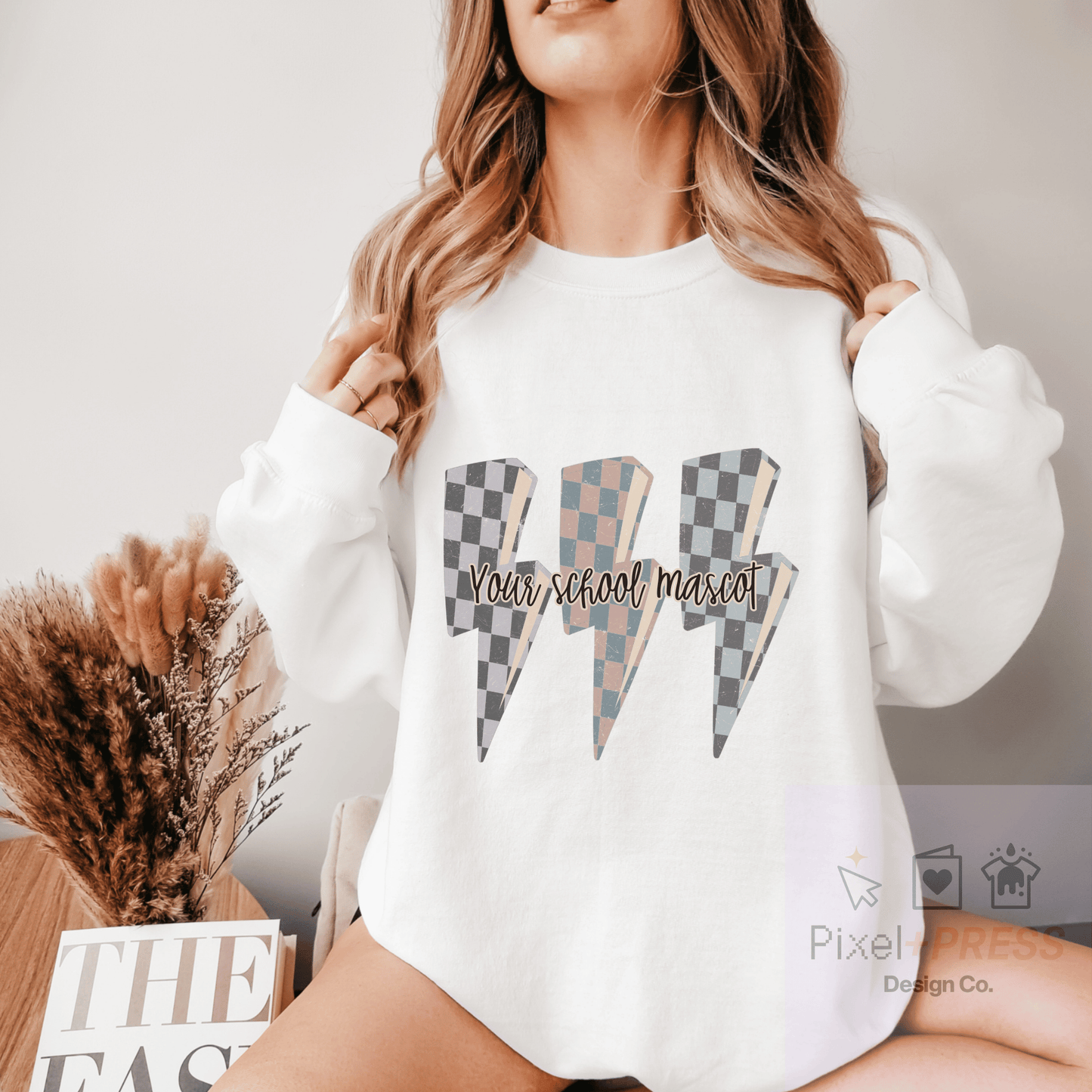 Custom School Name Lightning Bolt Crewneck