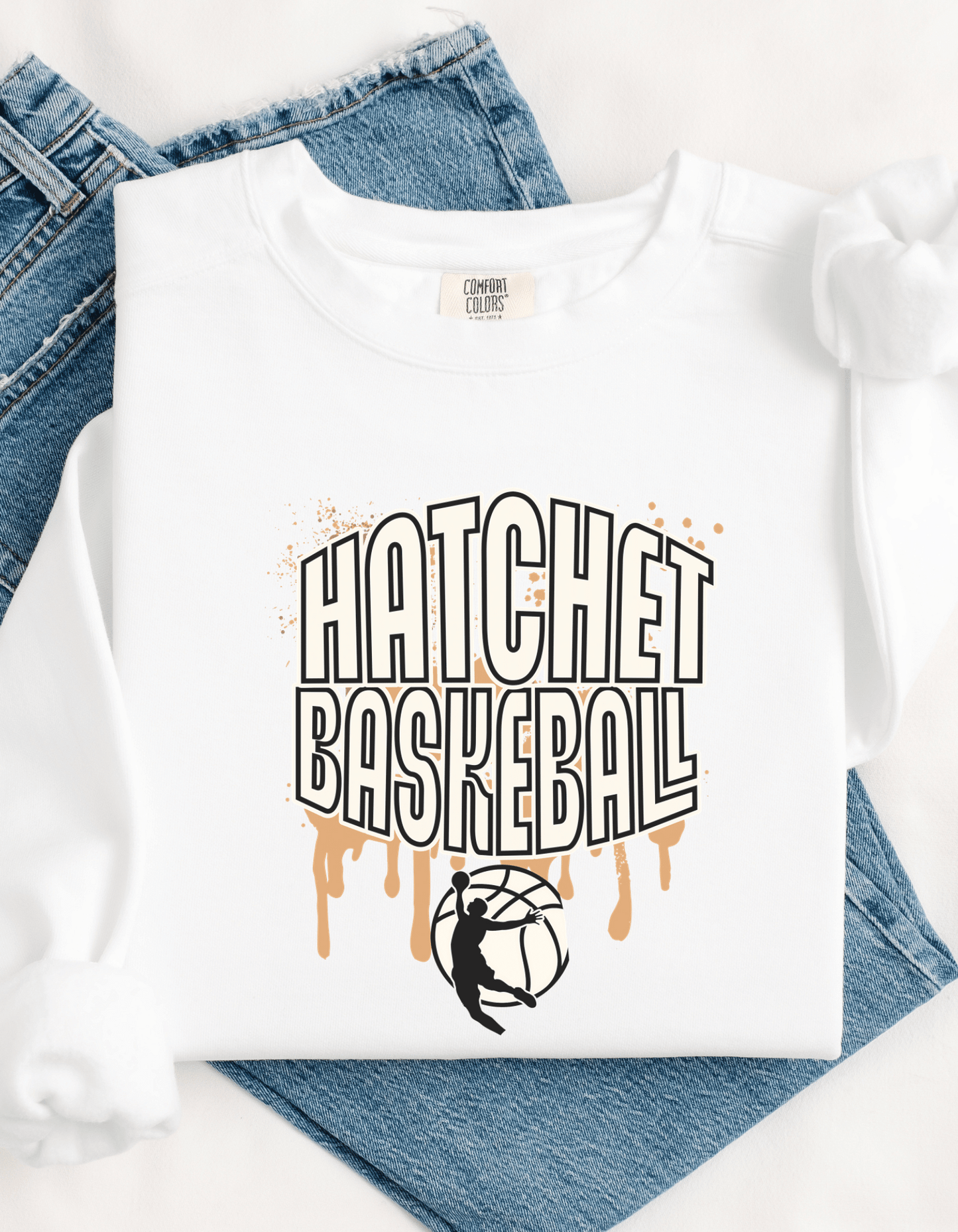 Hatchet Sports Crewneck Sweater – Football, Soccer, or Basketball | Comfort Colors | School Spirit Wear