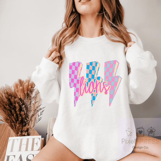Custom School Name Lightning Bolt Crewneck